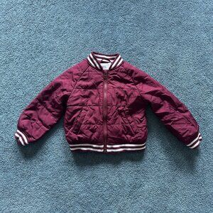 The Children's Place Toddler Girl's Maroon & White Bomber Jacket Size 2T